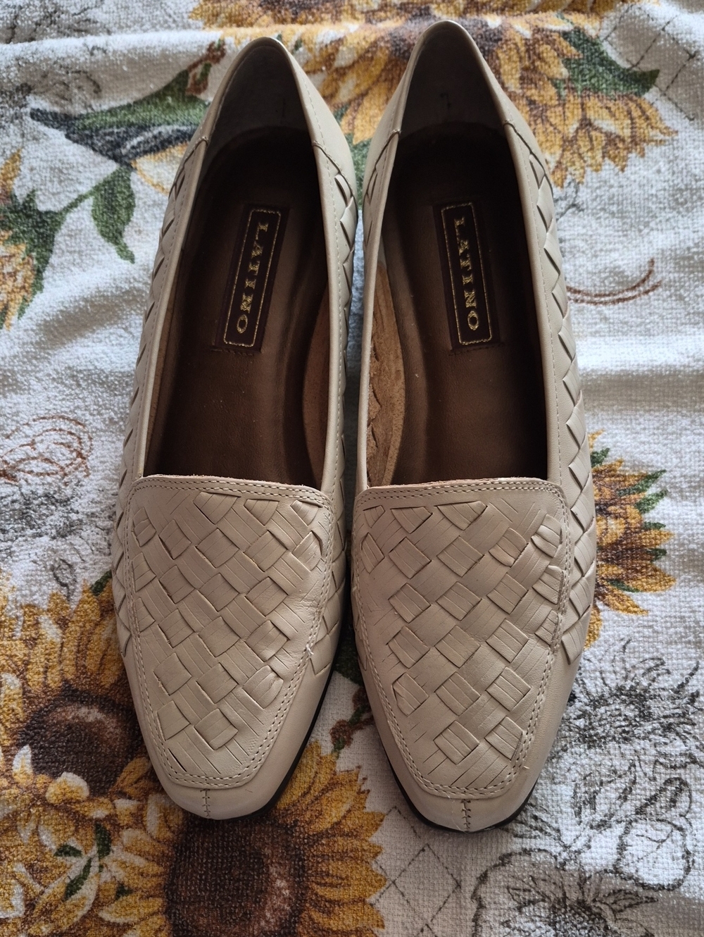Women's Woven Leather Loafers in Beige